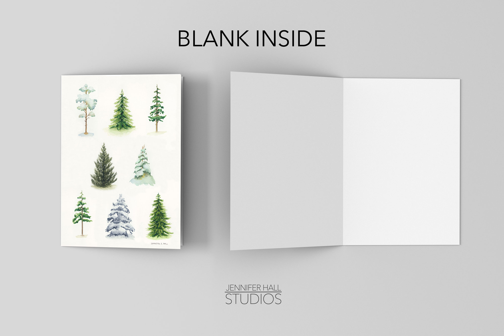 Winter Tree Sampler, Art Note Card, Watercolor, Blank Greeting Card ...