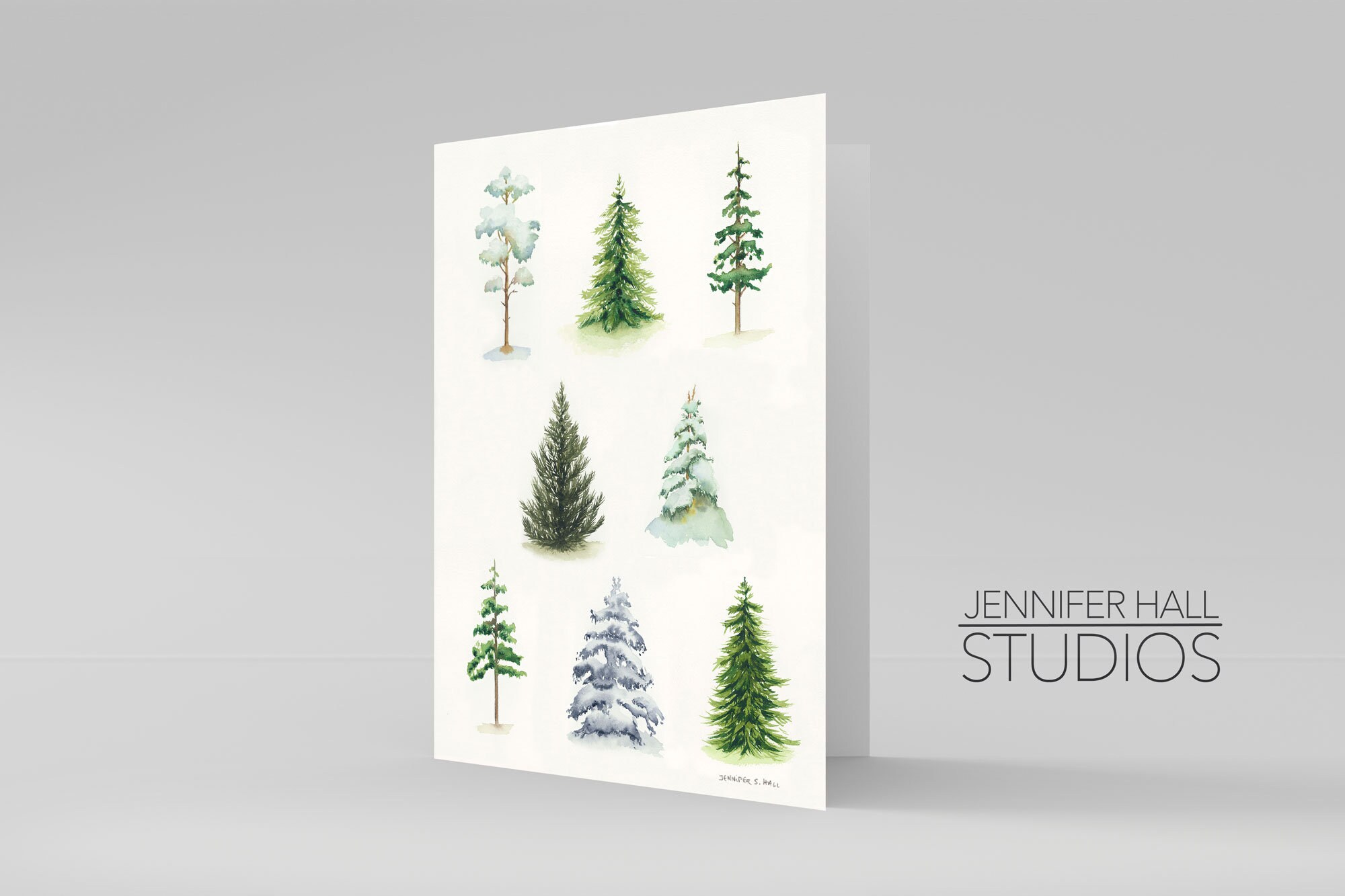 Winter Tree Sampler, Art Note Card, Watercolor, Blank Greeting Card ...