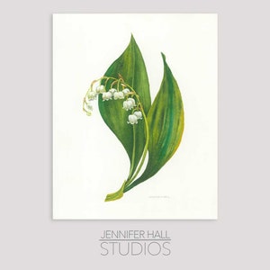 Lily of the Valley, Wall Art, Blank Notecard, Wedding Gift, Finland Flower, May Birthday, Watercolor Print, Botanical Art, Mothers Day