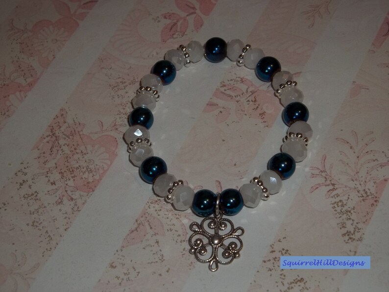 Frozen Inspired Elsa Inspired Disney Inspired Stretch Bracelet Blue White Beaded Charm Women Girls Bride Mother/'s Day Prom
