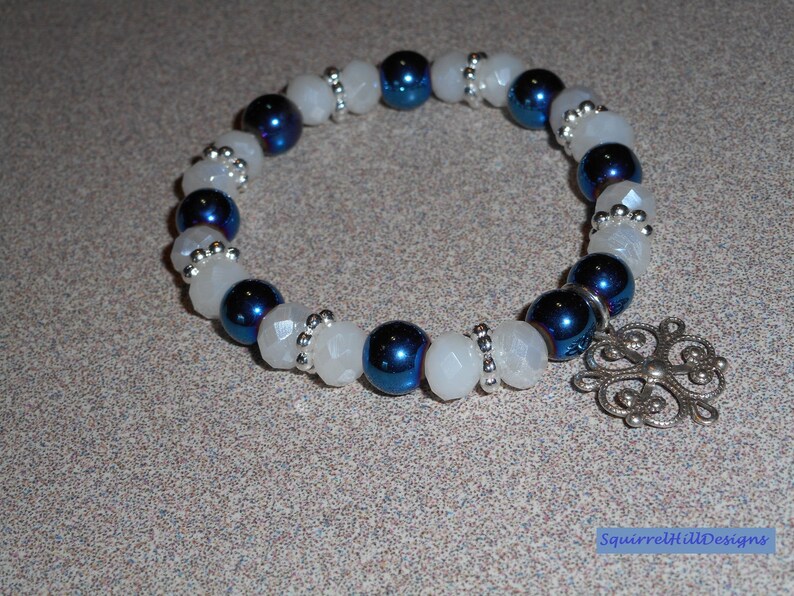 Frozen Inspired Elsa Inspired Disney Inspired Stretch Bracelet Blue White Beaded Charm Women Girls Bride Mother/'s Day Prom