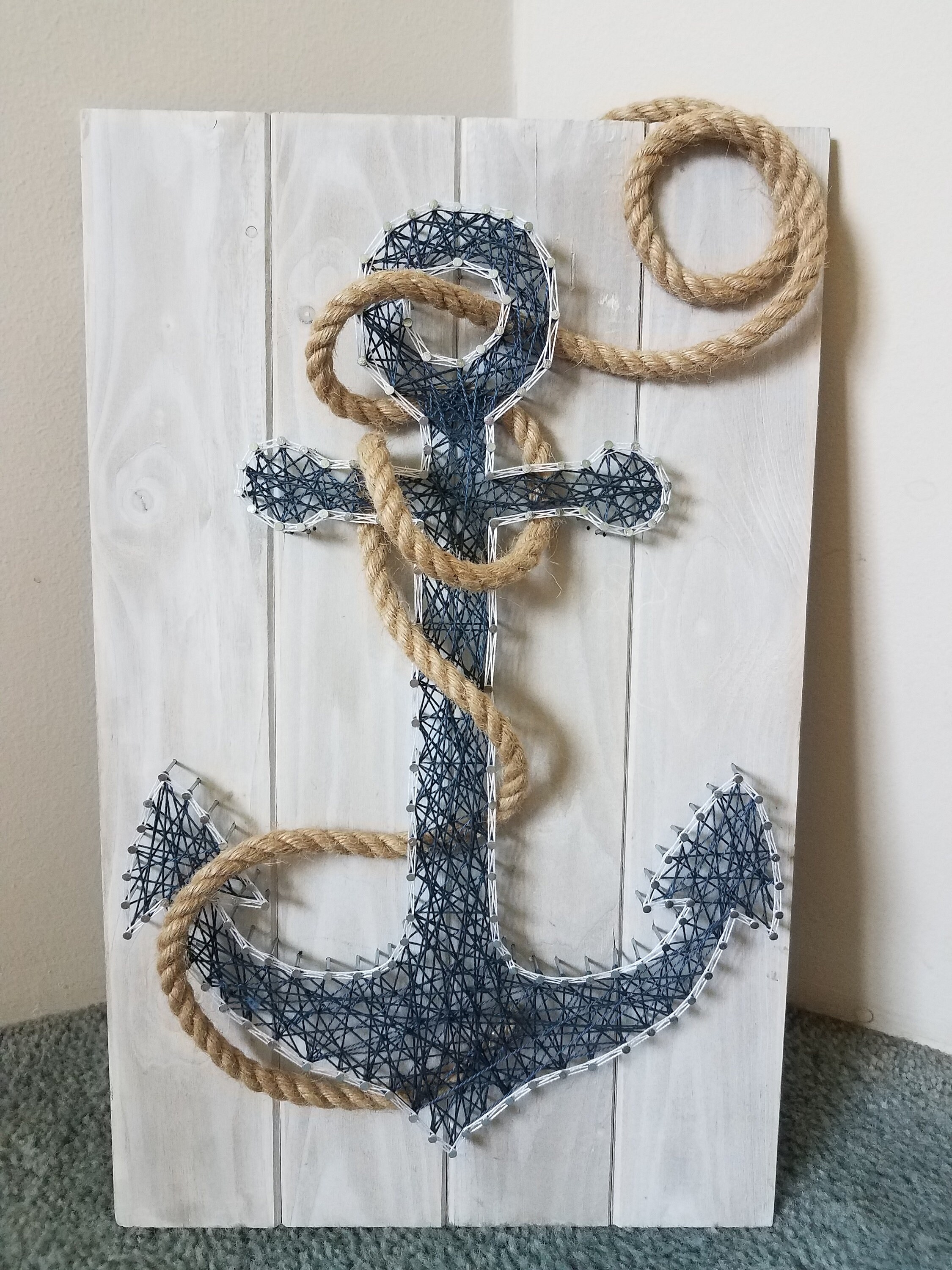 Anchor String Art Nail Art Nautical Wall Art Etsy