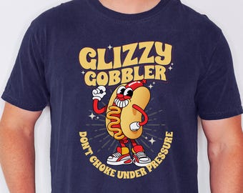 Glizzy Gobbler Shirt, unangemessenes Hotdog Humor T-Shirt, lustiges Gag Geschenk, Gen Z Meme Shirt, beleidigender Streich für Frauen, Erwachsener Humor T-Shirt
