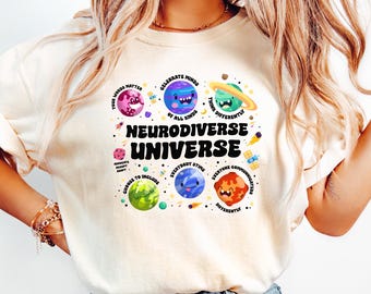 Komfort Farben Neurovielfalt Shirt, Neurodiverse Universum Shirt, Autismus Bewusstsein Geschenk, spezielle Bildung Shirt, Weltraum Neurovielfalt T-Shirt