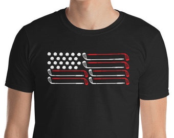 Golf U.S American Flag Golfing Ball Player T-Shirt