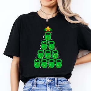Kettlebell Christmas Tree Shirt, Christmas workout Shirt, Funny holiday gym shirt, Xmas crossfit gifts, Kettlebell Shirt, Fitness T-Shirt