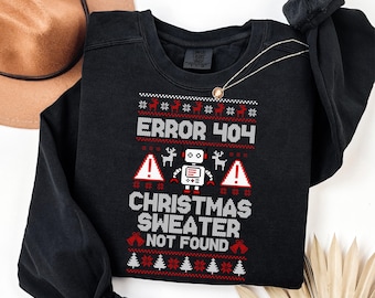 Sweatshirt mit Fehler 404, Weihnachtspullover nicht gefunden, Hässlicher Weihnachtspullover, Weihnachtsparty-Hoodie, Programmierer-Sweatshirt, Geschenk für Computer-Nerds