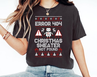 T-Shirt mit Fehler 404, Weihnachtspullover nicht gefunden, Hässlicher Weihnachtspullover, Weihnachtsparty-T-Shirt, Programmierer-Kleidung, Computer-Nerd-Kleidung