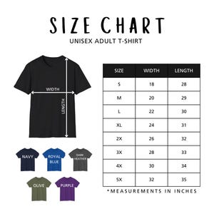 a size chart for a t - shirt with measurements