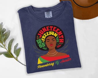Camiseta Juneteenth, Camiseta Juneteenth en recuerdo de mis ancestros, Camiseta de la historia afroamericana, Camiseta afroamericana, Camiseta de mujer afroamericana del Mes de la Historia Negra