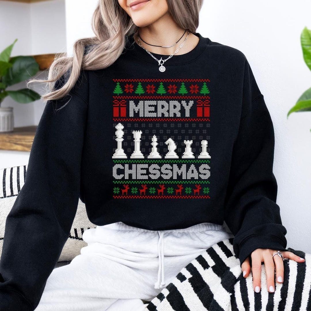 Sudadera de Navidad con temática de ajedrez, suéter navideño de jugador ...
