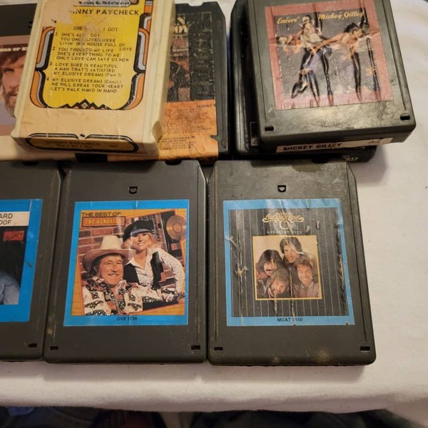 Vintage Classic Country 8 Track Tapes. You Choose. Johnny Paycheck, Mickey Gilley, Merle Haggard and more