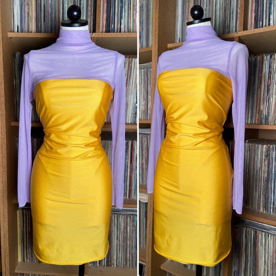 Color Block Sheer And Solid Bodycon Dress Lavender Power Etsy Color Block Sheer And Solid Bodycon Dress Lavender Power Etsy