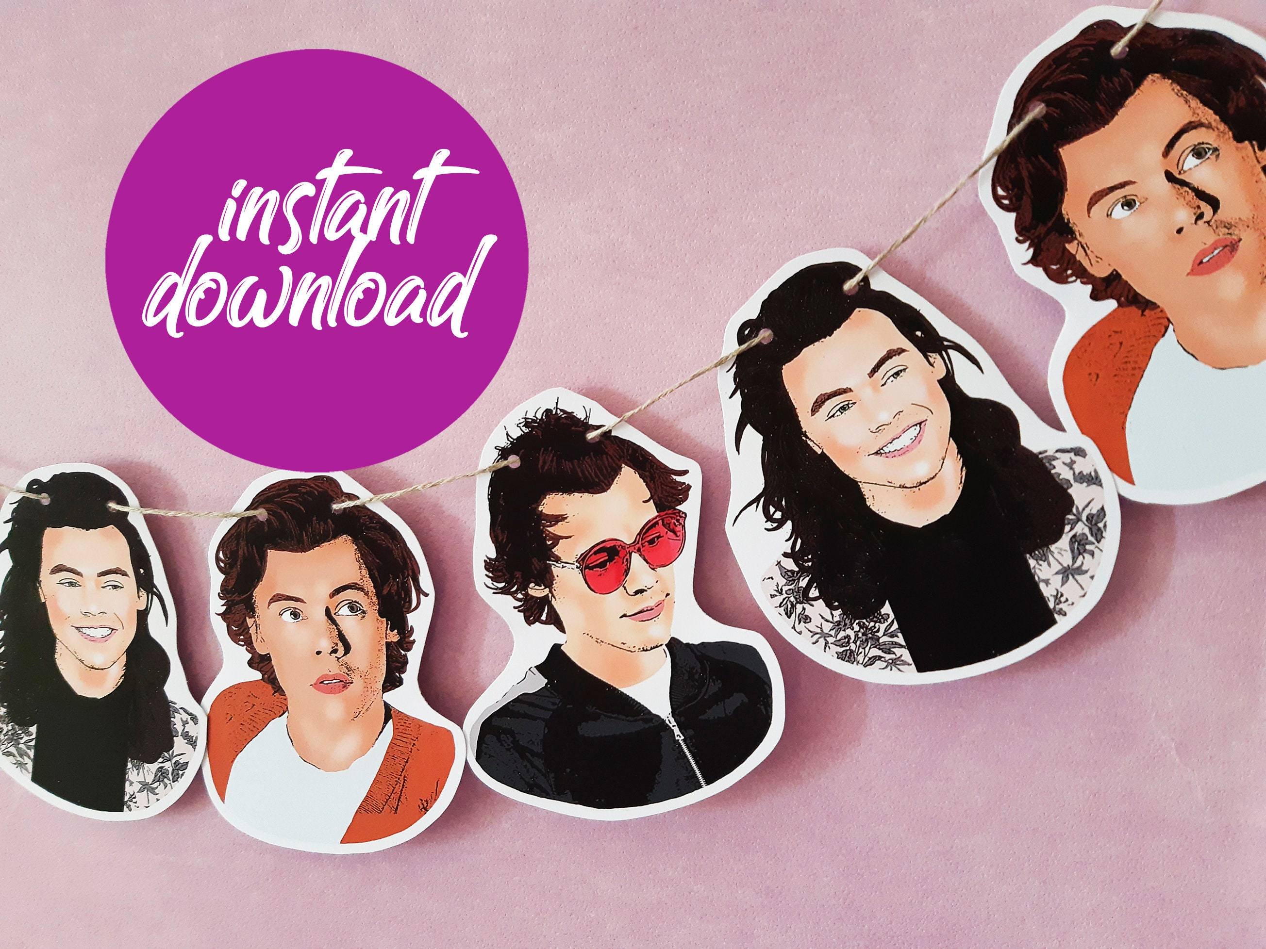 Harry art gift for music fans, DIGITAL DOWNLOAD Harry bunting and wal…