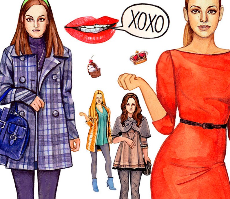 Gossip Girl Paper Dolls Gossip Girl Gifts Gossip Girl Art Etsy