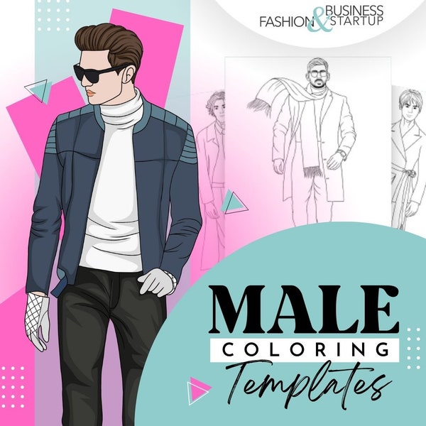 10 MALE COLORING PAGE #white male coloring pages, procreate coloring pages, digital coloring book, fashion man png, fashion male png.