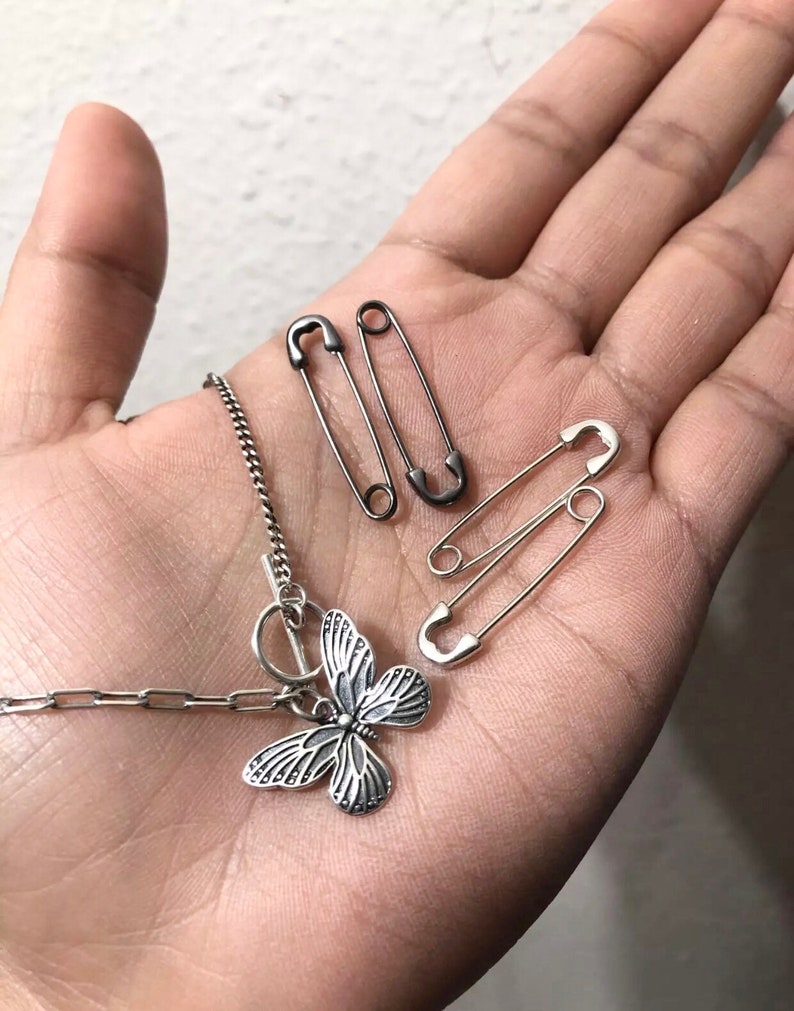 Safety Pin Earrings/sterling Silver Safety Pin Earrings/2.7cm Etsy