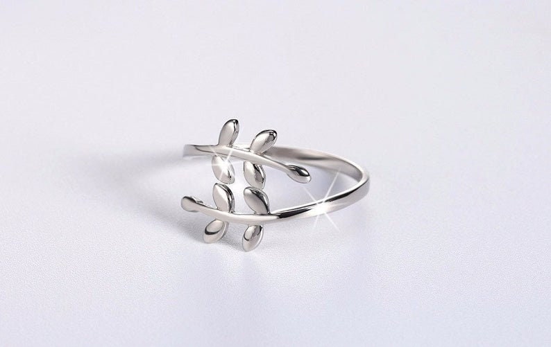 925 sterling silver Olive Leaf Ring Olive Branch adjustable ring Adjustable Rings 925 Sterling Silver rings