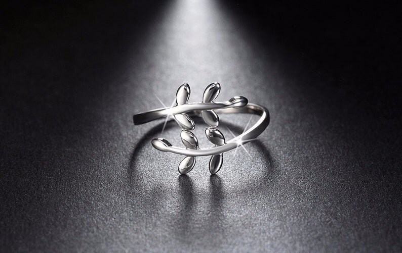 925 sterling silver Olive Leaf Ring Olive Branch adjustable ring Adjustable Rings 925 Sterling Silver rings