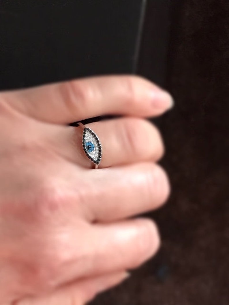 Evil Eye Ring With Cubic Zirconia Siver Gold 925 Sterling Etsy