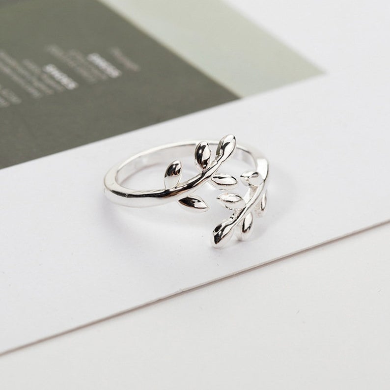925 sterling silver Olive Leaf Ring Olive Branch adjustable ring Adjustable Rings 925 Sterling Silver rings