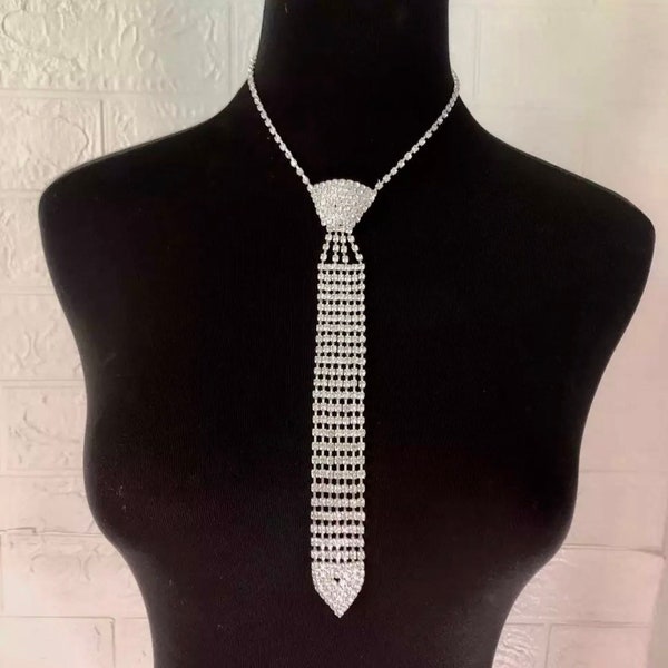 rhinestone necktie necklace