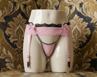 Men's Lace Garter Panty Set: Sissy Femboy Lingerie