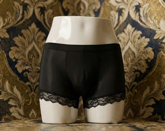 Men’s Lingerie Ice Silk Thin Lace Briefs Boxers Bulge Pounch Underwear