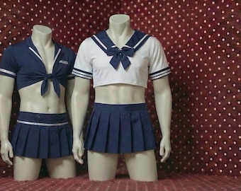 Sissy Black School Cheerleader Uniform Maid Dress Crossdressing Costume