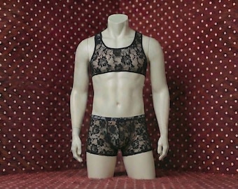 Taining Chest bra for men Sissy MALE lingerie set Panties Crossdresser MTF Outfit