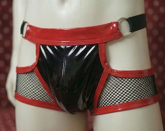 Cuecas masculinas LGBT com estampa do orgulho gay, transparentes, com bolsa frontal aberta, estilo sissy.