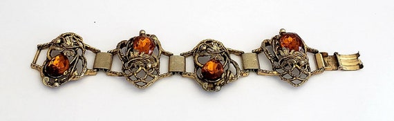 4 link Topaz Rhinestone Vintage Bracelet - image 6