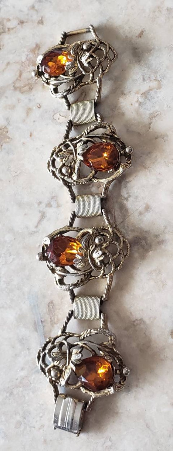 4 link Topaz Rhinestone Vintage Bracelet - image 3