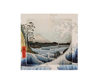 The sea at Satta, Hiroshige - Japan - Wonderkam, postcards - Popup - Tridimensionale - Gadget - Diorama - Designed by Federico Riva