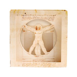 Uomo Vitruviano, Leonardo - Wonderkam, cartes postales incroyables - Popup - Tridimensionale - Gadget - Diorama - Design de Federico Riva