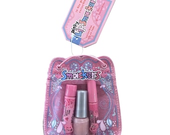 Set vintage de 3 piezas Bonne Bell Lip Smacker Pinky Bubble Font FRAMBUESA MELÓN ROSA BÁLSAMO + Brillo