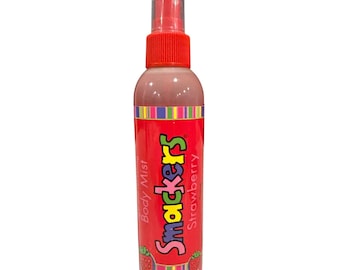 Rare Bonne Bell Smackers Strawberry Body Mist Spray 6 oz Bubble Font LAST ONE! Vintage Giant Lip Balm Shaped Bottle!