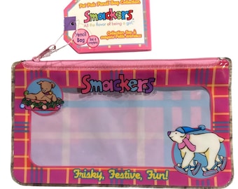 Bolsa vintage Bonne Bell Smackers (vacía) para bálsamo/brillo labial, PET PALS, fuente de burbujas, RARA. Se puede usar como estuche para lápices o maquillaje.