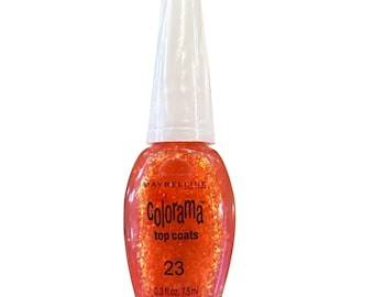 Y2K Maybelline Colorama Top Coats Nail Polish .3oz #23 RUBY RAYS Fuchsia Glitter Vintage/Discontinued Color