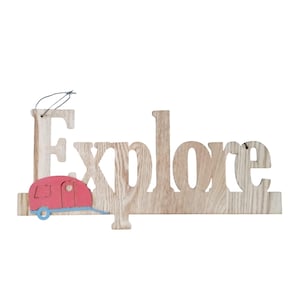 EXPLORER Suspension murale inspirante Décoration murale Explore Word Travel Decor 13 x 9 pouces