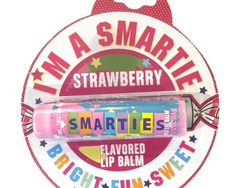 Vintage 2013 "I'm A Smartie" Strawberry Flavored Lip Balm 0.12 Bright Fun Sweet