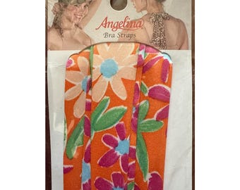 Angelina Fabric Bra Straps Transform Bras & Halter Tops Flowers Orange+Lavender