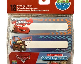 Neat Solutions Tidy Topper 2012 Disney/Pixar Cars Name Tag Stickers 18 Count HTF