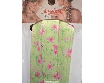 Angelina Fabric Bra Straps Transform Bras & Halter Tops Flowers Lime Green+Pink