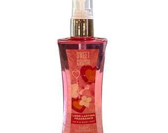 Body Fantasies 3.2 fl oz SWEET CRUSH Spray/Mist Floral Refillable Travel Size for Hair and Body