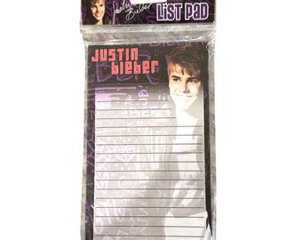 Vintage 2012 Magnetic Justin Bieber 6" x 3.5" List Pad Purple Graffiti w/ Lines
