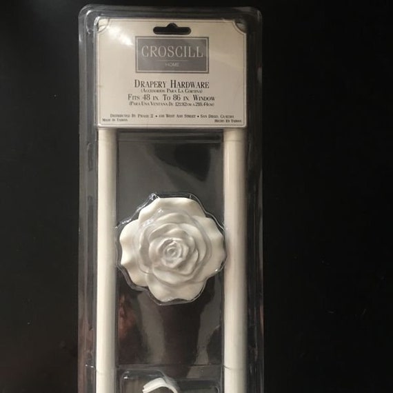 Croscill 1 Set Curtain Rods Shabby Chic White W 2 Flower Etsy