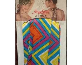 Angelina Fabric Bra Straps Transform Bras & Halter Tops  Geometric Orange+Yellow