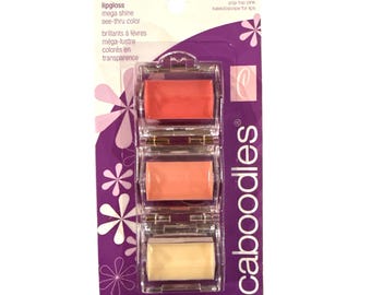 Vintage Caboodles 29317 Pop Top Pink See-Thru Folding Kaleidoscope Trio Lipgloss Set