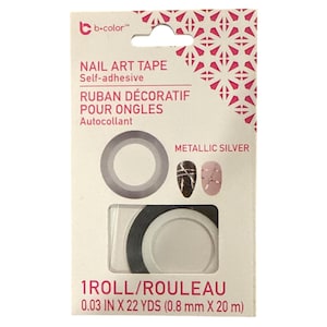 B•Color Self-Adhesive Nail Art Tape Roll Metallic Silver Finish 0.03 In x 22 Yds